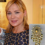 Kim Cattrall wearing Miguel Ases Gold Beaded Cascade Earrings