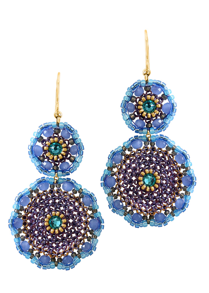 Ocean Blue Double Circle Earrings