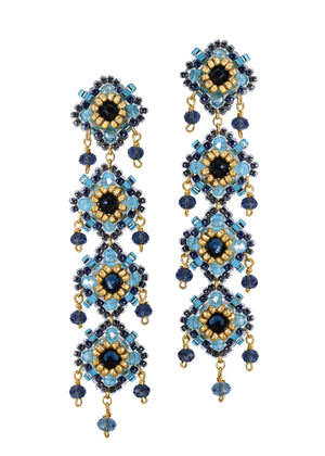 Sky Blue Linear Clover Earrings