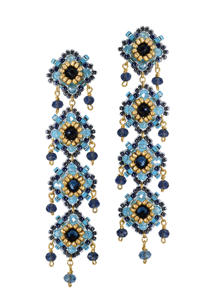 Sky Blue Linear Clover Earrings