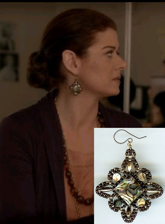 Miguel Ases Abalone earrings worn by Debra Messing on Smash