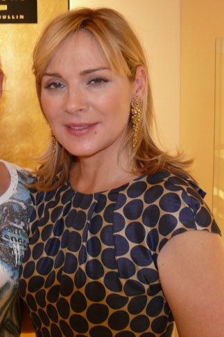 Kim Cattrall wearing Miguel Ases Gold Beaded Cascade Earrings